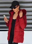 Dámska červená zimná bunda s kapucňou