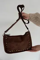 Kožená semišová kabelka s ozdobami