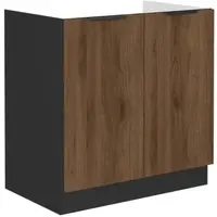 Kuchyňská dřezová skříňka Monza, 80 cm, ořech/černá