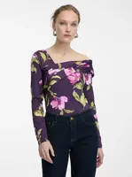 Fialová dámská halenka s květinovým vzorem