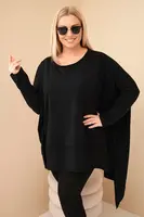 Kesi Dámská tunika Plus Size z bavlny s asymetrickým spodním lemem černá