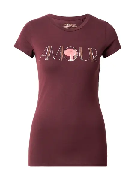 GUESS Tričko 'AMOUR'  zlatá / cyklaménová / ružová / strieborná