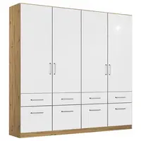 Rauch Möbel ŠATNÍ SKŘÍŇ S OTOČNÝMI DVEŘMI, dub artisan, vysoce lesklá bílá, 181/210/54 cm