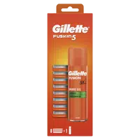 GILLETTE Fusion5 Holicí Hlavice Pro Muže 8 Ks +  Fusion5 Ultra Sensitive 200 Ml 9 ks