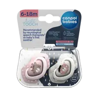 CANPOL BABIES Set symetrických silikonových dudlíků 6-18m Bonjour Paris růžový 2 ks