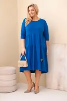 Plus size šaty s volány a ohrnutými rukávy