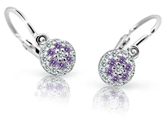 Cutie Jewellery Detské náušnice z bieleho zlata C2150-10-X-2 fialová