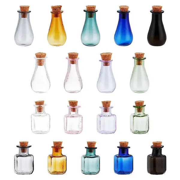18Pcs 18 Colors Glass Cork Bottles Ornament