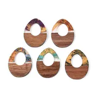 Opaque Resin & Walnut Wood Pendants