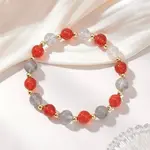 Natural Cloudy Quartz & Carnelian Beaded Stretch Bracelets