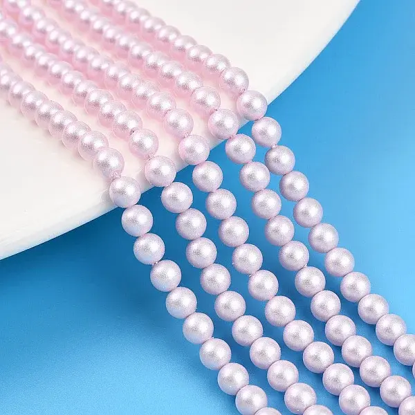 Baking Paint Pearlized Glass Pearl Bead Strands