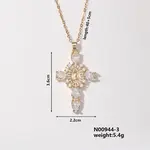 Elegant Vintage Corss with Virgin Mary Brass Micro Pave Cubic Zirconia Pendant Necklaces