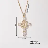 Elegant Vintage Corss with Virgin Mary Brass Micro Pave Cubic Zirconia Pendant Necklaces