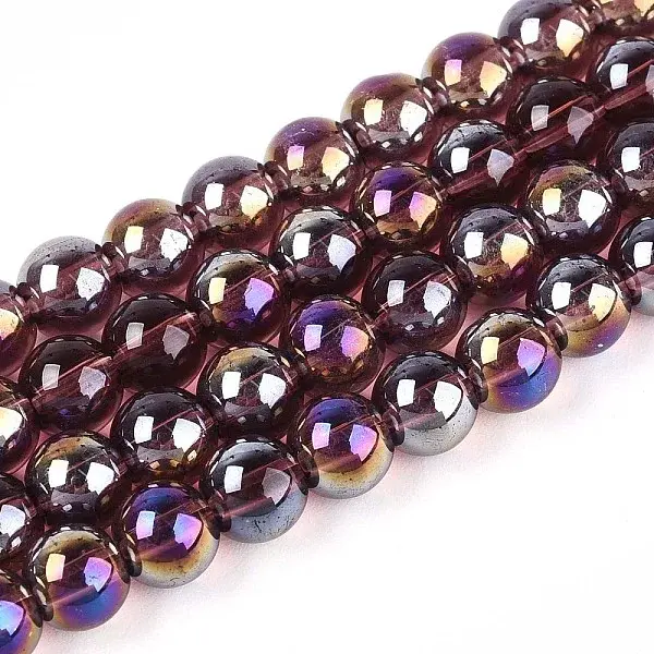 Electroplate Transparent Glass Beads Strands