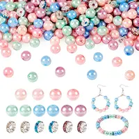 Glass Pearl & Glass Rhinestone Spacer Beads Making Findings Kits