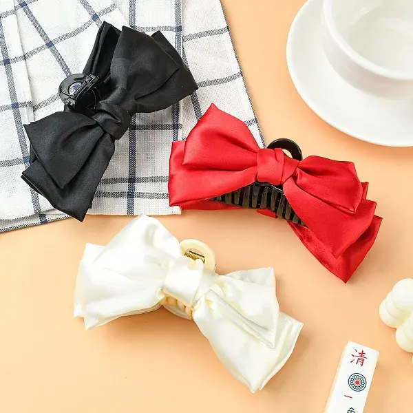 3Pcs 3 Colors Bowknot Cloth Claw Hair Clips