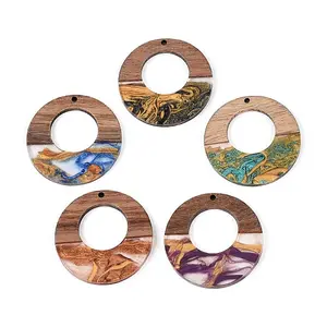 Opaque Resin & Walnut Wood Pendants