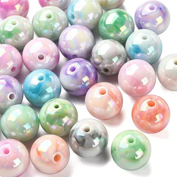 30Pcs Gradient Color Opaque Resin Beads