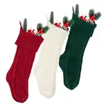 3Pcs 3 Colors Knitted Acrylic Fiber Hanging Stocking Bags