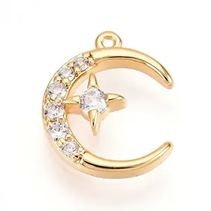 Brass Micro Pave Clear Cubic Zirconia Pendants