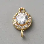 Light Gold Plated Brass Pave Cubic Zirconia Connector Charms