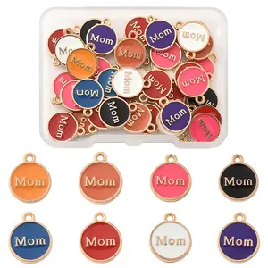 40Pcs Mother's Day Alloy Enamel Charms