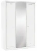 Třídveřová šatní skříň se zrcadlem betty - bílá/šedá