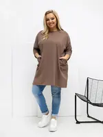 Plus size tunika v tmavobéžovej farbe