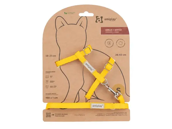 Amiplay Kšíry pro kočku s vodítkem Samba Žluté | Postroje pro kočky - S