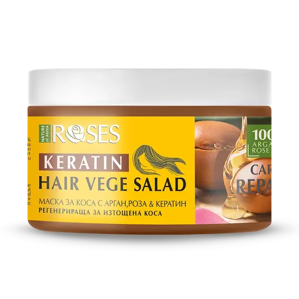 Regeneračná maska na vlasy VEGE SALAD a argánom, ružou a keratínom 350 ml - NATURE OF AGIVA