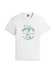 Tommy Jeans Tričko  sivá melírovaná / zelená