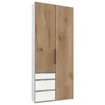 MID.YOU ŠATNÍ SKŘÍŇ S OTOČNÝMI DVEŘMI, bílá, trámové dubové dřevo, 100/236/58 cm