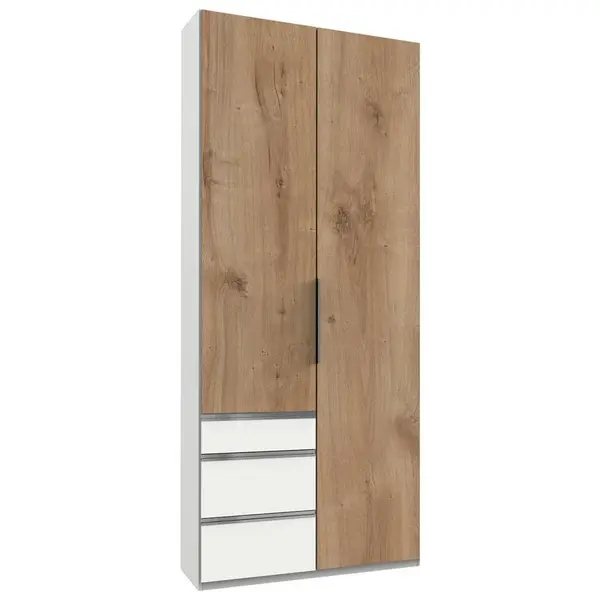 MID.YOU ŠATNÍ SKŘÍŇ S OTOČNÝMI DVEŘMI, bílá, trámové dubové dřevo, 100/236/58 cm