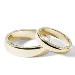 Svadobná súprava zo zlata s diamantmi po stranách obrúčky KLENOTA