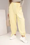 Kesi Włoski Dámské kalhoty s širokým nohavicím a zavazováním dole žluté