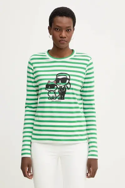 Bavlněné tričko s dlouhým rukávem Karl Lagerfeld IKON