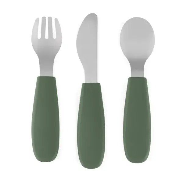 Petite&Mars Take&Match Stainless Steel Cutlery Set príbor Misty Green 12m+ 3 ks