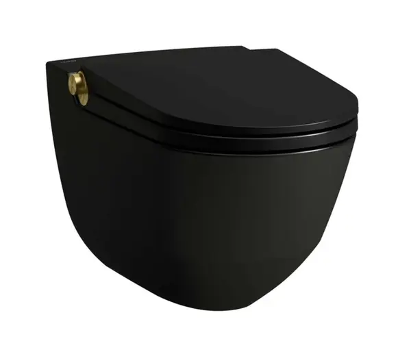 Laufen Cleanet Riva - Elektronický bidet s keramikou, závěsný, Rimless, SoftClose, matná černá/leštěné zlato H8206917170001