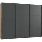 MID.YOU SKŘÍŇ S POSOUVACÍMI DVEŘMI, barvy grafitu, barvy dubu, 300/236/65 cm