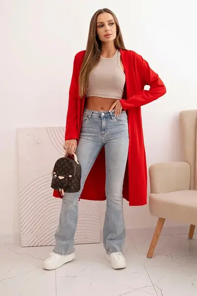 Dámský bavlněný cardigan červený