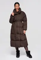 Dámská dlouhá prošívaná bunda s páskem