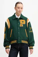Bunda s příměsí vlny Polo Ralph Lauren zelená barva, 211971014