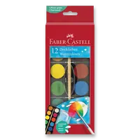 Vodové barvy Faber-Castell - 12 barev, průměr 30 mm