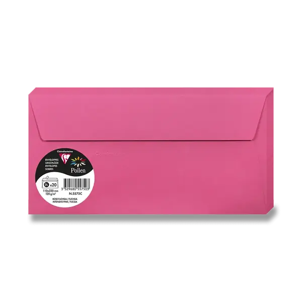 Barevná obálka Clairefontaine, DL, samolepicí, 20 ks - růžová