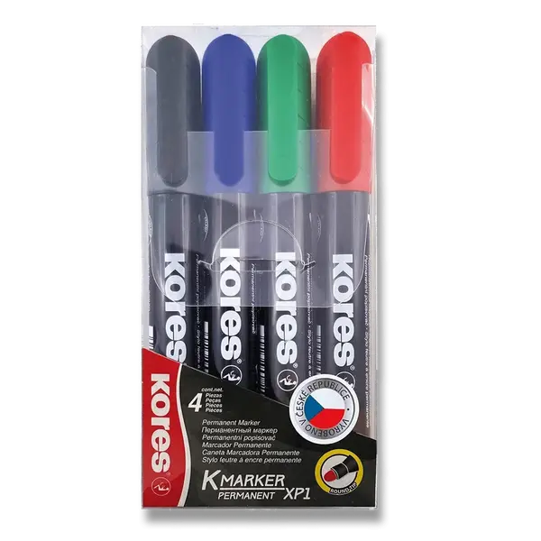 Permanentní popisovač Kores K-Marker - sada 4 barev