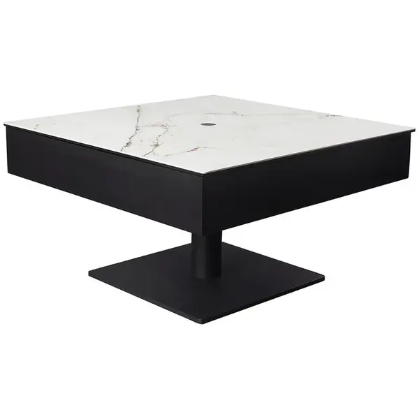 Dieter Knoll KONFERENČNÍ STOLEK, černá, bílá, kov, sklo, keramika, kompozitní dřevo, 75/75/42-57 cm