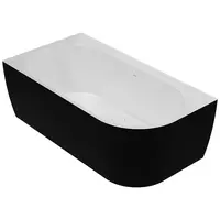 Vaňa Lisa 159x84 pravý biela/čierna matná + sifón + rozeta