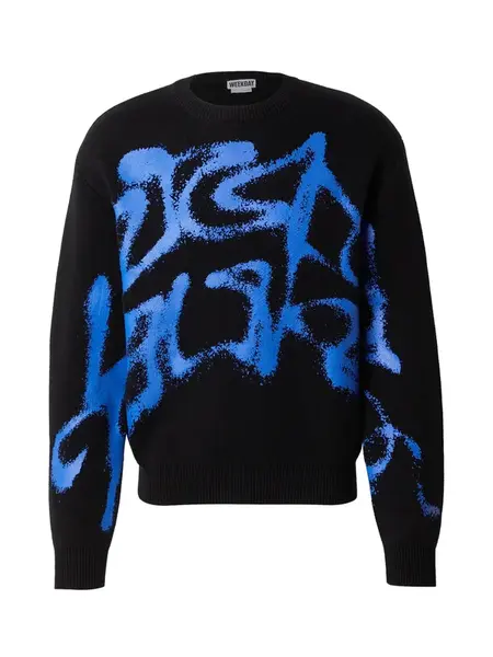 WEEKDAY Sveter 'Emilio'  svetlomodrá / čierna