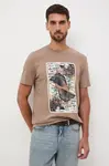 Bavlněné tričko Medicine pánské, hnědá barva, s potiskem