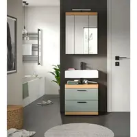 MID.YOU KOUPELNA šalvějově zelená, dub artisan